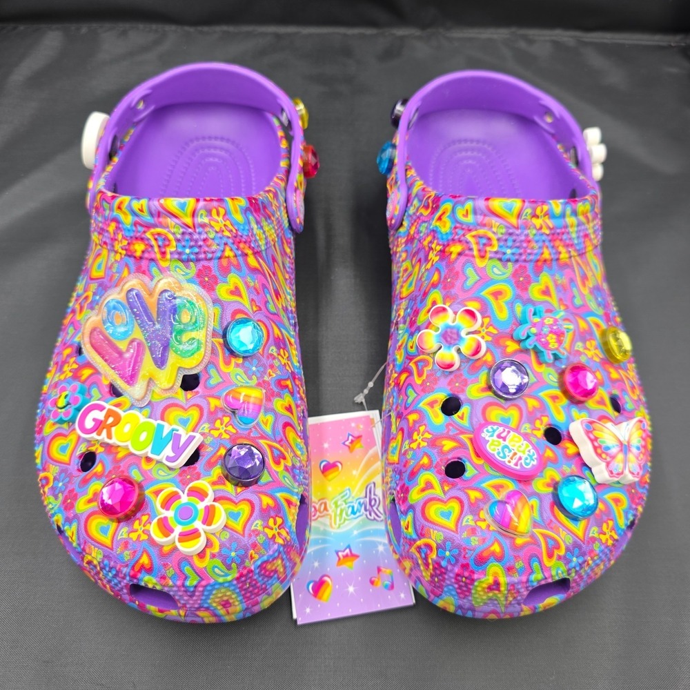 Crocs Lisa Frank Classic Clogs Women's Size 12 Groovy Colorful Retro NWT - Picture 2 of 8